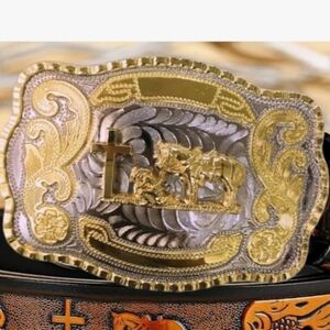 New LARGE cowboy faith at cross with horse Belt buckle